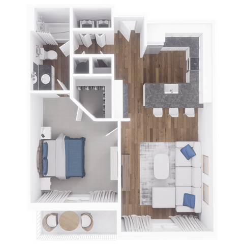 a floor plan of a 1 bedroom apartment
